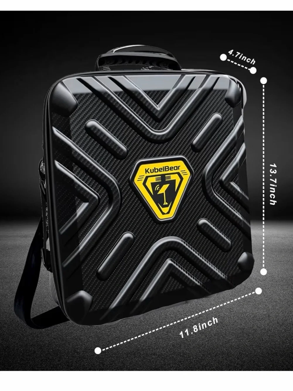KubelBear - Black Hard Shell Tablet Case with Handle - Protective Travel Sleeve